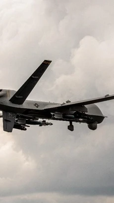 Máy bay không người lái MQ-9 Reaper thực hiện chuyến bay huấn luyện tại Michigan (Mỹ). (Ảnh: AFP/TTXVN)