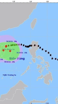 Hướng di chuyển của bão số 6 lúc 10h, ngày 26/10. (Ảnh: TTXVN phát)