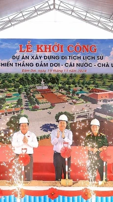 Dự án xây dựng di tích lịch sử chiến thắng Đầm Dơi-Cái Nước-Chà Là dự kiến sẽ hoàn thành vào tháng 7/2025. (Ảnh: Huỳnh Anh/TTXVN)