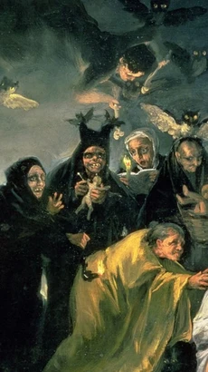 Bức tranh The Witch's Sabbath của Francisco Goya vào thế kỷ 18 là một ví dụ về cách nỗi sợ hãi của xã hội về ma thuật và sự huyền bí ảnh hưởng đến các câu chuyện và tín ngưỡng văn hóa thời bấy giờ. (Nguồn: Bridgeman Images/National Geographic)