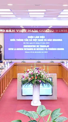 Quang cảnh buổi làm việc. (Ảnh: Minh Đức/TTXVN)