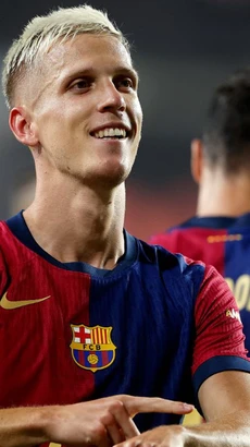 Dani Olmo giúp Barcelona chiến thắng ngay trong trận ra mắt. (Nguồn: Getty Images)