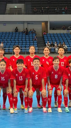 Tuyển Futsal nữ Việt Nam thắng đậm ngày ra quân Futsal châu Á 2024. (Nguồn: VFF)