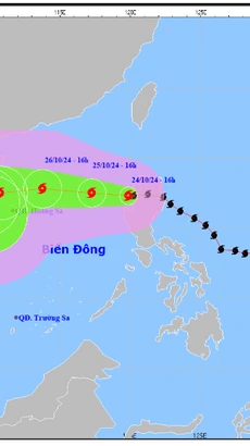 Hình ảnh về hướng di chuyển của cơn bão số 6. (Nguồn: Tổng cục Khí tượng Thủy văn)