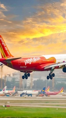 Máy bay của hãng hàng không Vietjet Air. (Ảnh: PV/Vietnam+)