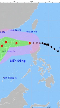 Hình ảnh đường đi của cơn bão Yinxing cập nhật lúc 5h ngày 8/11. (Nguồn: nchmf)