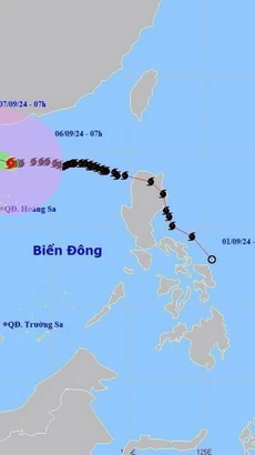 Bản đồ đường đi của Bão số 3, lúc 7h ngày 6/9/2024. (Ảnh: TTXVN phát)