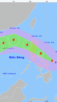 Hình ảnh đường đi và vị trí của bão Man-yi. (Nguồn: Trung tâm Dự báo Khí tượng Thủy văn Quốc gia)