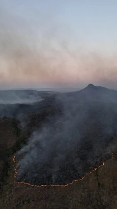 Khói bốc lên từ đám cháy rừng tại bang Goias, Brazil. (Ảnh: THX/TTXVN)