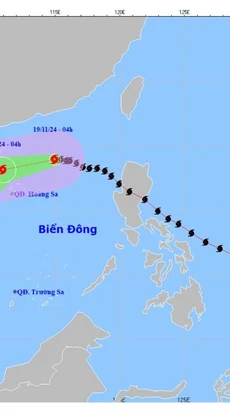 Vị trí và hướng đi của cơn bão số 9. (Nguồn: Trung tâm Dự báo Khí tượng Thủy văn Quốc gia)