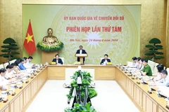 Thủ tướng Phạm Minh Chính chủ trì Phiên họp lần thứ tám của Ủy ban Quốc gia về Chuyển đổi Số. (Ảnh: Dương Giang/TTXVN)