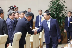 Thủ tướng Phạm Minh Chính tiếp Đoàn đại biểu Ủy ban Kinh tế Nhật-Việt. (Ảnh: Dương Giang/TTXVN)