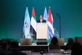 Thủ tướng Phạm Minh Chính phát biểu tại Hội nghị Thượng đỉnh Nhóm G77 và Trung Quốc về Biến đổi Khí hậu. (Ảnh: Dương Giang/TTXVN)