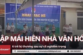 Thót tim với sự cố sập mái hiên nhà văn hóa làm 6 học sinh ở Hà Nội bị thương