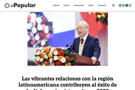 Bài báo “Quan hệ sôi động với khu vực Mỹ Latinh góp phần vào thành công của ngoại giao Việt Nam trong năm 2023” đăng trên trang điện tử El Popular (Nhân Dân), cơ quan ngôn luận của Đảng Cộng sản Uruguay. (Ảnh: Diệu Hương/TTXVN)