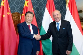 Chủ tịch Trung Quốc Tập Cận Bình hội đàm với Tổng thống Hungary Tamas Sulyok tại thủ đô Budapest. (Ảnh: THX)