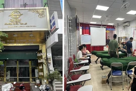 Đoàn kiểm tra cơ sở Green Skin Center tại địa chỉ 59 Bạch Đằng, phường 2, quận Tân Bình, TPHCM. (Nguồn: Sở Y tế Thành phố Hồ Chí Minh)