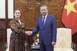 Chủ tịch nước Tô Lâm tiếp Đại sứ New Zealand tại Việt Nam Caroline Beresford. (Ảnh: Nhan Sáng/TTXVN)