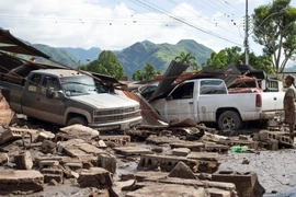 Các phương tiện bị phá hủy khi bão Beryl quét qua. (Nguồn: AFP/TTXVN)