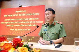 Thượng tướng Lương Tam Quang, Bộ trưởng Bộ Công an phát biểu chỉ đạo. (Ảnh: Phạm Kiên/TTXVN)