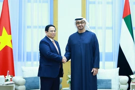 Thủ tướng Phạm Minh Chính hội đàm với Tổng thống Các Tiểu Vương quốc Arab Thống nhất (UAE) Mohamed bin Zayed Al Nahyan. (Ảnh: Dương Giang/TTXVN)