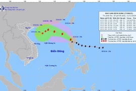 Đường đi của bão Toraji lúc 19h ngày 11/11/2024. (Ảnh: TTXVN phát)