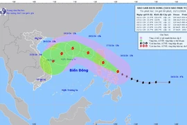 Vị trí và đường đi của bão Man-yi. (Nguồn: Trung tâm Dự báo Khí tượng Thủy văn Quốc gia)