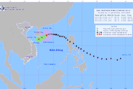 Vị trí và đường đi của bão số 9. (Nguồn: Trung tâm Dự báo Khí tượng Thủy văn Quốc gia)
