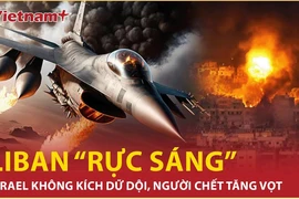 Bầu trời Liban “cháy rực” sau loạt không kích của Israel vào thủ đô Beirut 