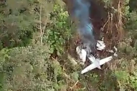 Hiện trường một vụ rơi máy bay ở Indonesia. (Ảnh: ANTARA/TTXVN)
