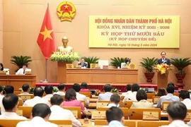 Quang cảnh tại Kỳ họp thứ 16, Hội đồng Nhân dân thành phố Hà Nội.