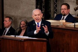 Thủ tướng Israel Benjamin Netanyahu phát biểu tại phiên họp Quốc hội Mỹ ở Washington, DC, ngày 24/7. (Ảnh: Reuters/TTXVN)