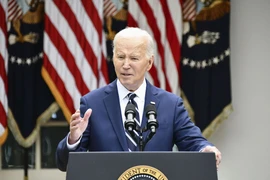 Tổng thống Mỹ Joe Biden phát biểu tại Nhà Trắng, Washington DC.. (Ảnh: Kyodo/TTXVN)