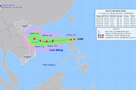 Hướng đi của áp thấp. (Ảnh: Trung tâm Dự báo Khí tượng Thủy văn Quốc gia)