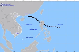 Hướng đi của áp thấp. (Ảnh: Trung tâm Dự báo Khí tượng Thủy văn Quốc gia)