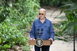 Tổng thống Mỹ Joe Biden phát biểu tại rừng Amazon. (Ảnh: AFP/Getty Images)