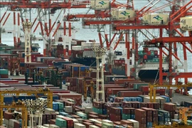 Quang cảnh cảng hàng hóa tại Tokyo, Nhật Bản. (Ảnh: AFP/TTXVN)