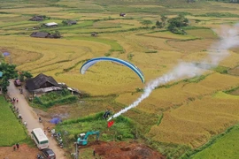 Điểm bay tại Khau Phạ được nhiều phi công trong nước và quốc tế đánh giá là một trong những điểm nhảy dù lượn đẹp nhất trên thế giới. (Ảnh: Tuấn Anh/TTXVN)