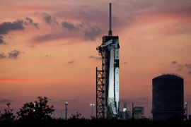 (Tư liệu) Tên lửa đẩy Falcon 9 của SpaceX trên bệ phóng tại Trung tâm vũ trụ Kennedy ở Florida, Mỹ. (Ảnh: THX/TTXVN)