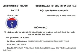 Sở Y tế Bình Phước bác bỏ văn bản giả mạo. (Ảnh: TTXVN phát)