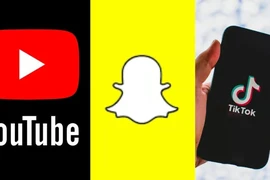 Logo của Snapchat, TikTok và YouTube. (Ảnh chụp màn hình)