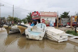 Tàu thuyền được neo tại cảng để tránh bão Milton tại Celestun, Mexico, ngày 8/10/2024. (Ảnh: Reuters/ TTXVN)