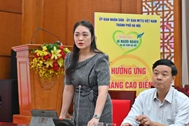 Bà Nguyễn Thị Diệu Hương, Trưởng ban Tuyên giáo và Đối ngoại, Ủy ban MTTQ Việt Nam thành phố Hà Nội. (Ảnh: Nguyễn Thắng/TTXVN)