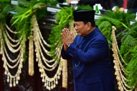 Tân Tổng thống Indonesia Prabowo Subianto tại lễ tuyên thệ nhậm chức trước Quốc hội ở Jakarta. (Ảnh: THX/TTXVN)