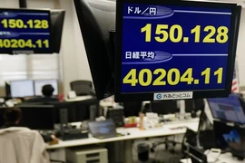 Chỉ số Nikkei-225 hiển thị trên bảng điện tử tại Tokyo ngày 4/3/2024. (Ảnh: Kyodo/TTXVN)