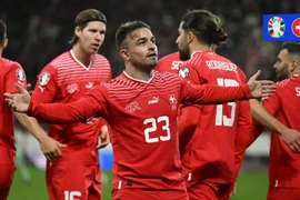 Xherdan Shaqiri ăn mừng bàn thắng của Thụy Sĩ ở vòng loại. (Nguồn: UEFA)