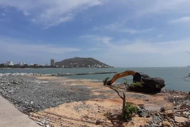 Dự án Thủy cung Hòn Ngưu sau khi san lấp đã phải tạm dừng từ tháng 10/2019 đến nay. (Nguồn: Báo Pháp luật Thành phố Hồ Chí Minh)