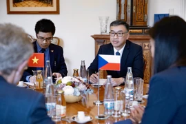 Đại sứ Dương Hoài Nam tại cuộc gặp Chủ tịch Thượng viện Cộng hòa Séc Milos Vystcil hồi tháng trước. (Ảnh: TTXVN phát)