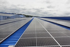 Điện mặt trời mái nhà gắn trên nhà xưởng tại địa bàn tỉnh Bình Dương. (Ảnh: TTXVN phát)