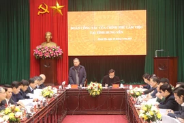Đại tướng Tô Lâm, Ủy viên Bộ Chính trị, Bộ trưởng Bộ Công an phát biểu tại buổi làm việc. (Ảnh: Đinh Văn Nhiều/TTXVN)